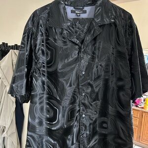 Monarch Black Patterned Shirt & Shorts Set